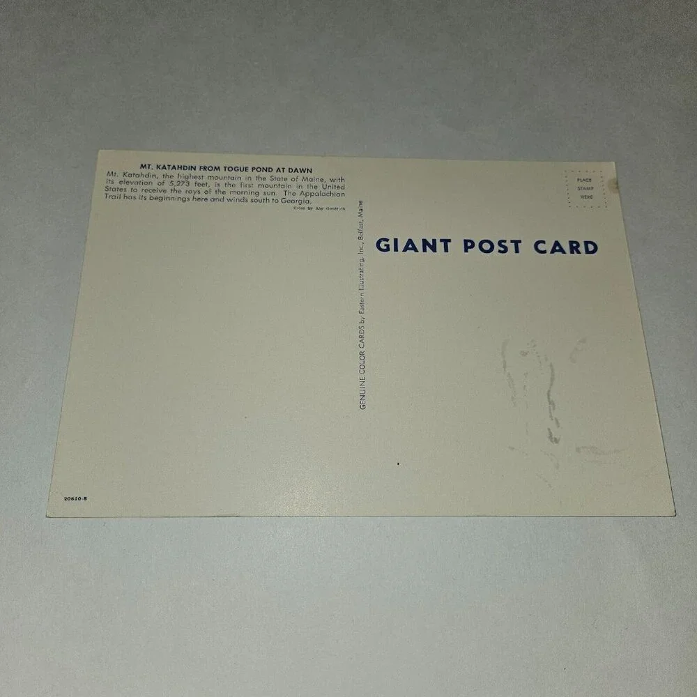 VTG Mt Katahdin From Tongue Pond Dawn Giant Postcard UNUSED Souvenir Maine 6